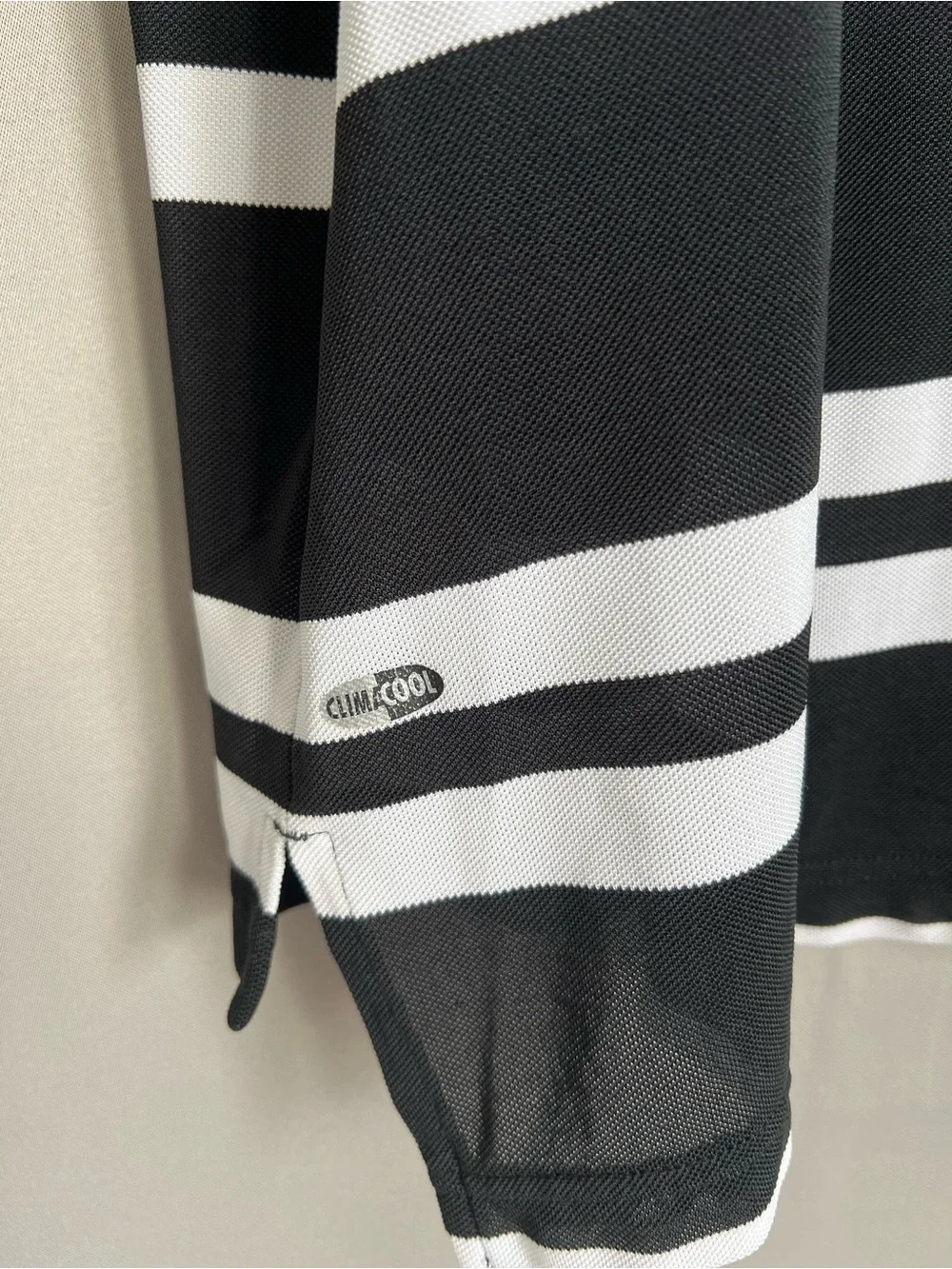 adidas Black and White Horizontal Stripe Polo